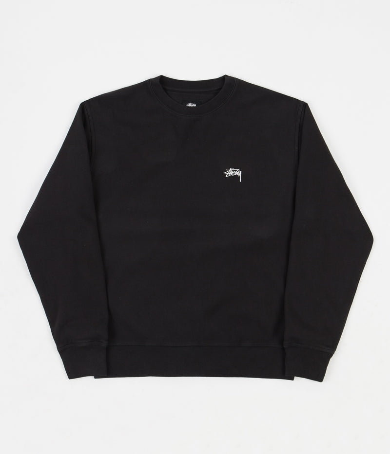 Stussy Stock Logo Crewneck Sweatshirt in Black