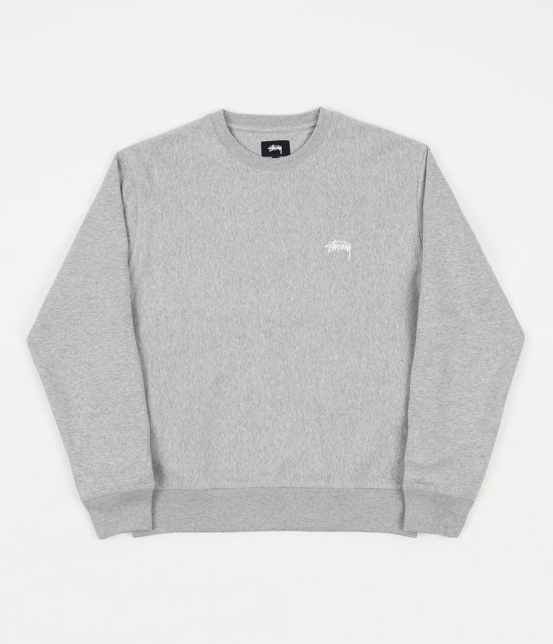 Stussy Stock Logo Crewneck Sweatshirt in Grey Heather