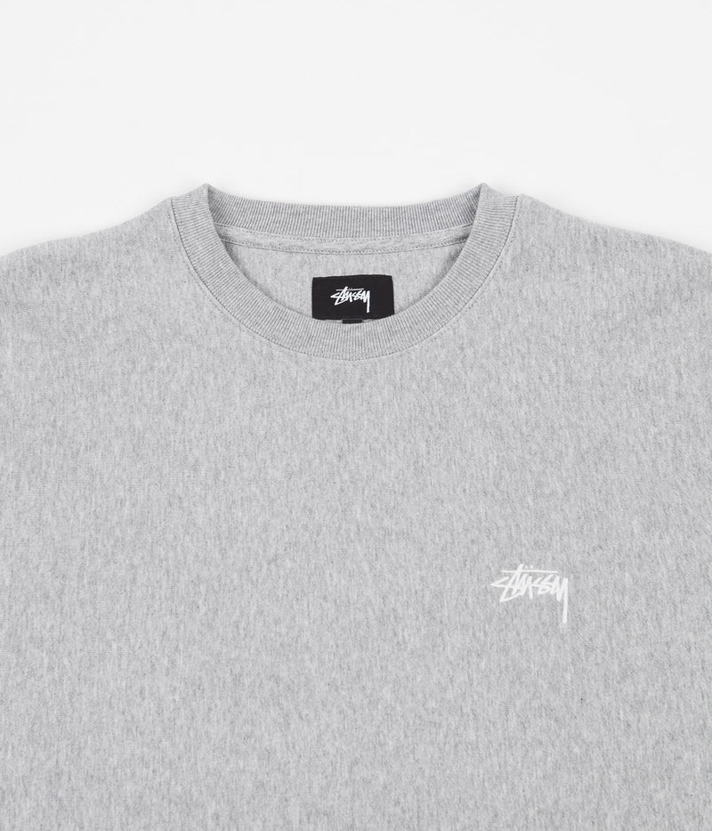 Stussy Stock Logo Crewneck Sweatshirt in Grey Heather