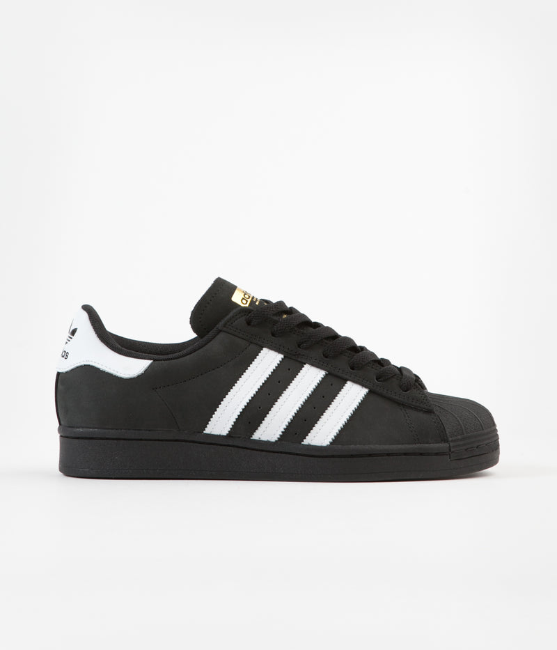 Adidas Superstar ADV Shoes in Core Black and White / Gold Metallic