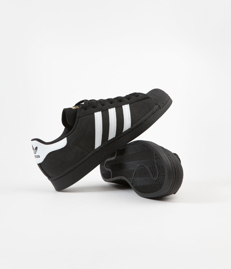 Adidas Superstar ADV Shoes in Core Black and White / Gold Metallic