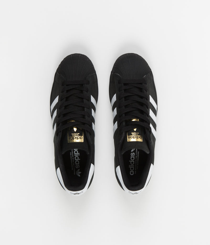Adidas Superstar ADV Shoes in Core Black and White / Gold Metallic