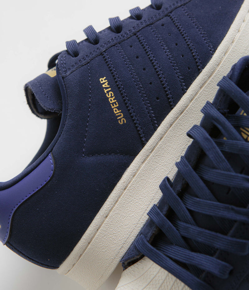 Adidas Superstar ADV Shoes in Dark Blue and Team Royal Blue / Gold Metallic