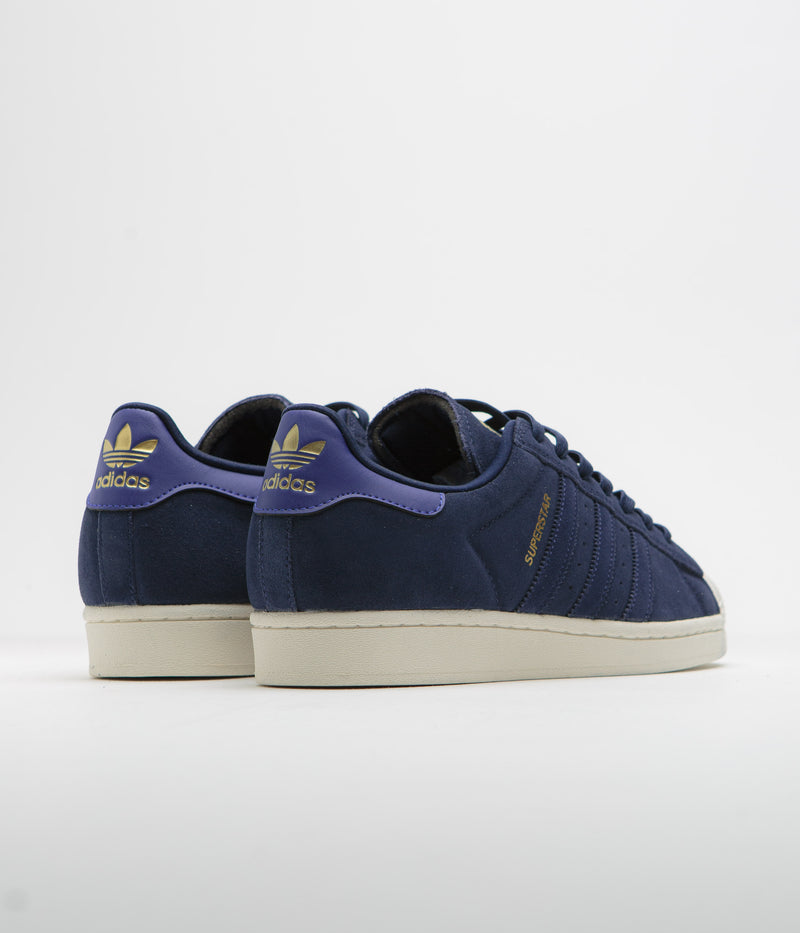 Adidas Superstar ADV Shoes in Dark Blue and Team Royal Blue / Gold Metallic