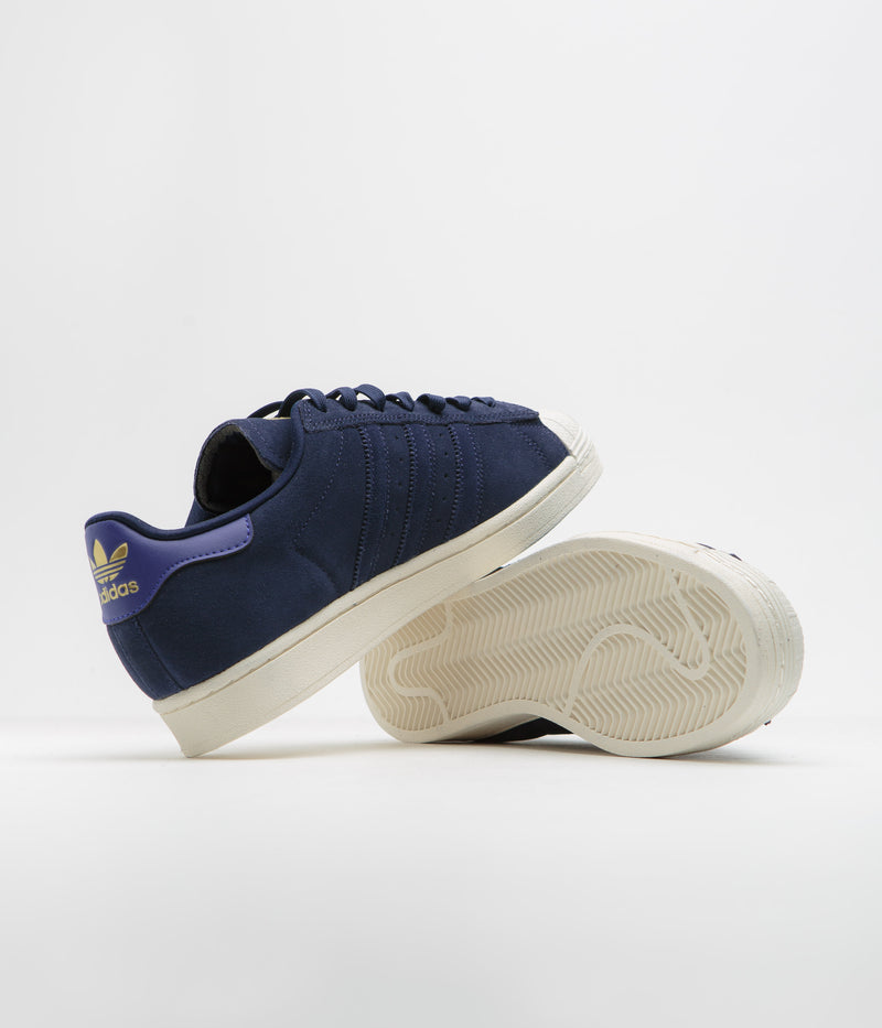 Adidas Superstar ADV Shoes in Dark Blue and Team Royal Blue / Gold Metallic