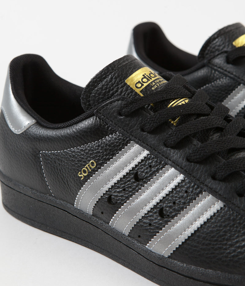Adidas Superstar ADV 'Soto' Shoes in Core Black and Silver Metallic / Gold Metallic