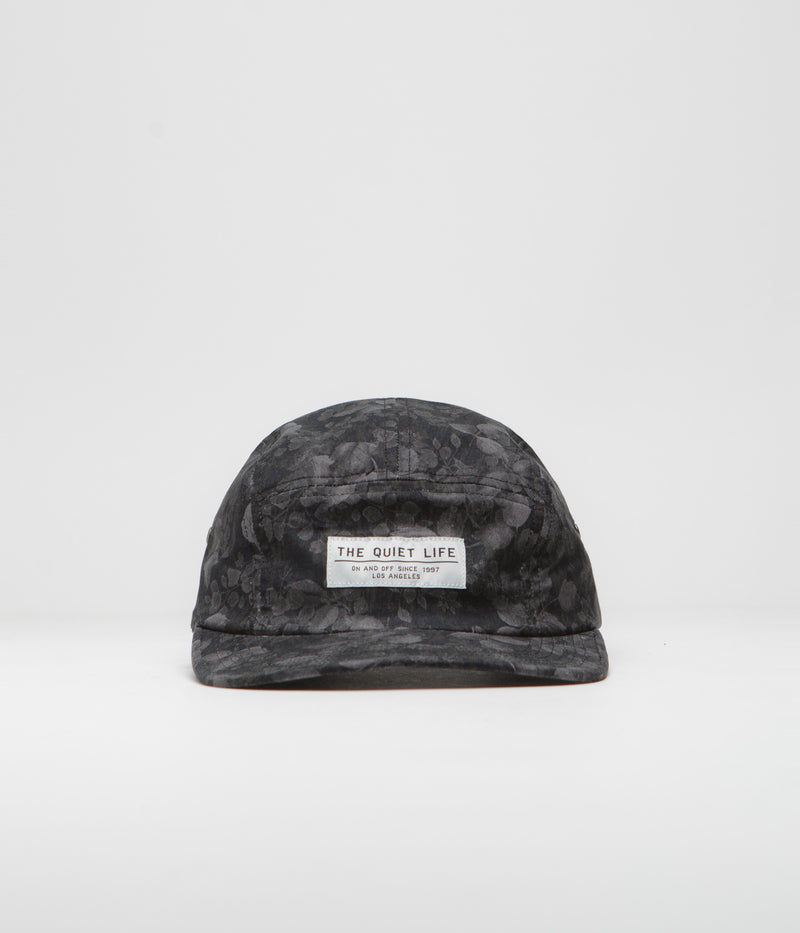 The Quiet Life Watercolor Floral 5 Panel Camper Cap in Black