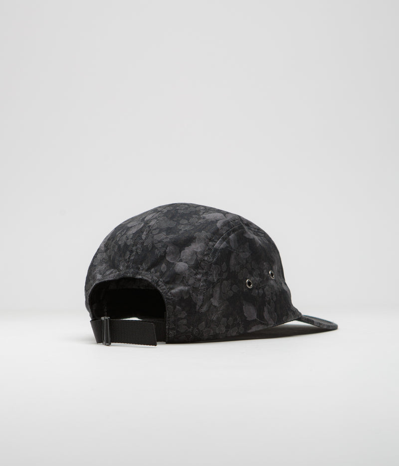 The Quiet Life Watercolor Floral 5 Panel Camper Cap in Black