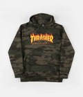 Thrasher Flame Logo Hoodie in Forest Camo