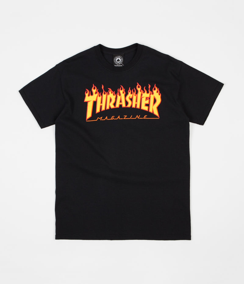 Thrasher Flame Logo T-Shirt in Black