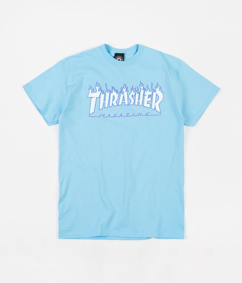 Thrasher Flame Logo T-Shirt in Sky Blue