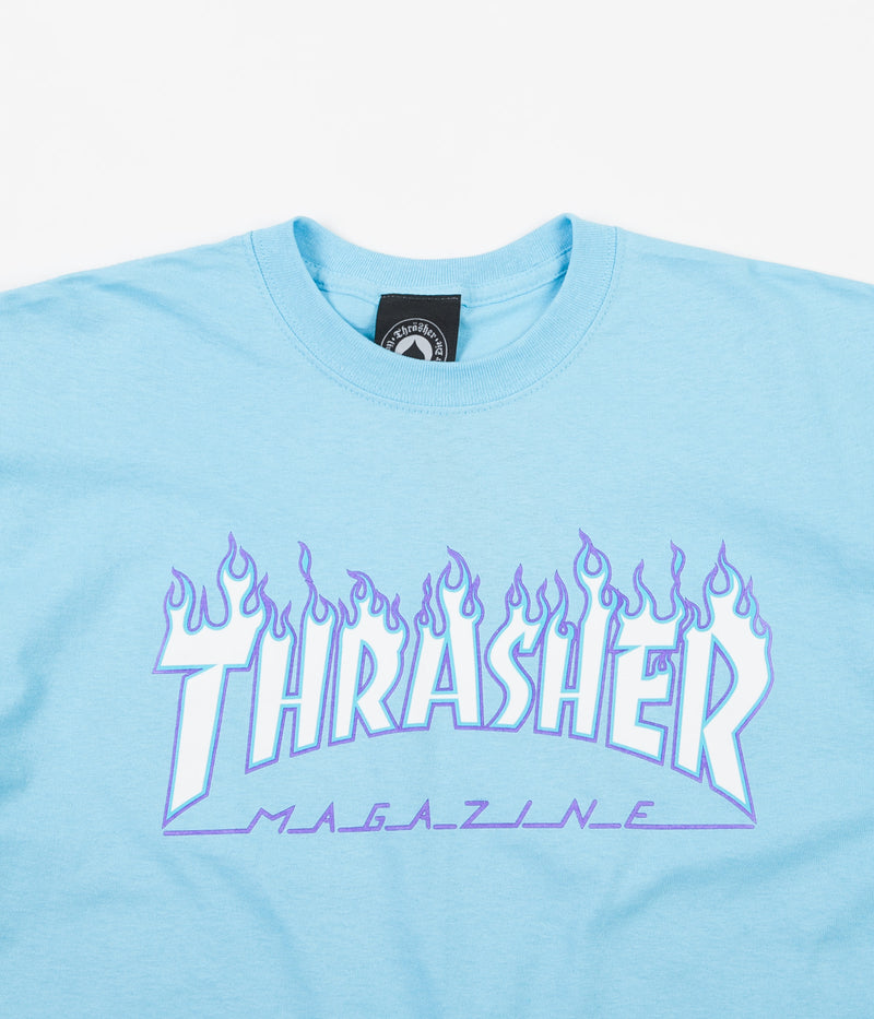 Thrasher Flame Logo T-Shirt in Sky Blue