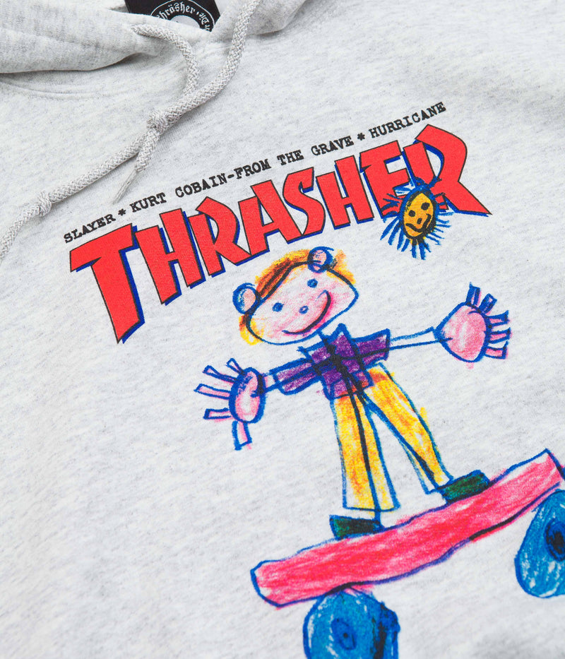 Thrasher Kid Cover Hoodie in Ash Grey