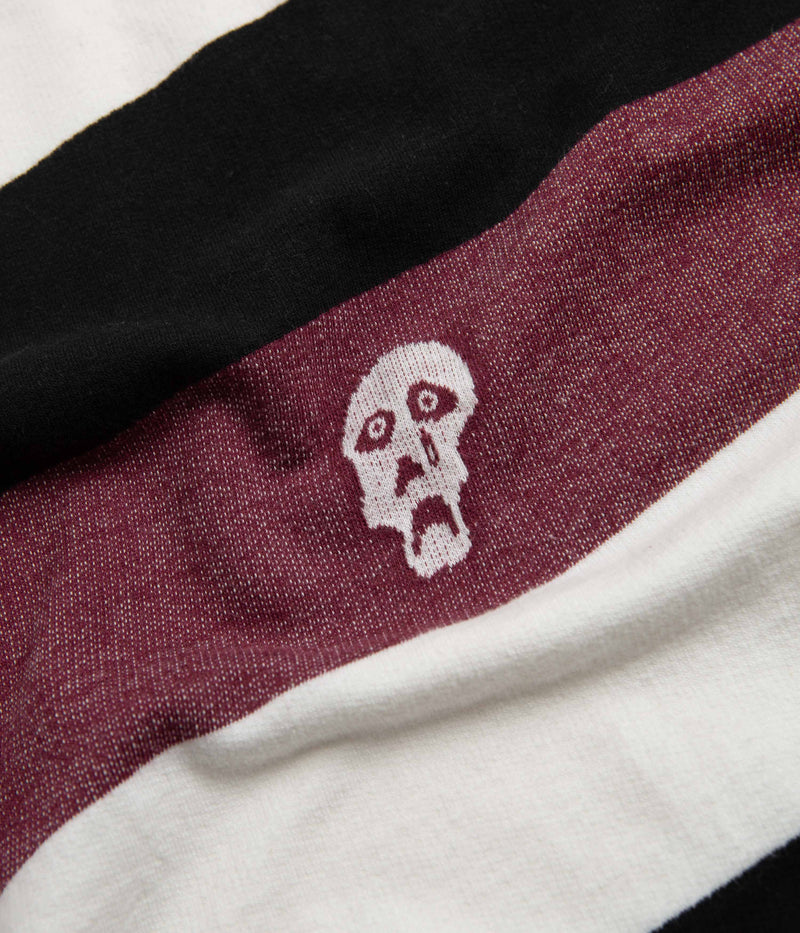 Tired Sad Skull Striped Jacquard T-Shirt in Burgundy
