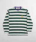 Tired Squiggly Logo Striped Pocket Long Sleeve T-Shirt in Purple and Forest