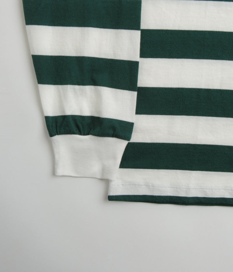 Tired Squiggly Logo Striped Pocket Long Sleeve T-Shirt in Purple and Forest