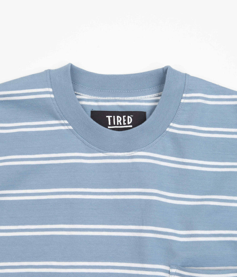Tired Stamp Striped Pocket T-Shirt in Bright Blue