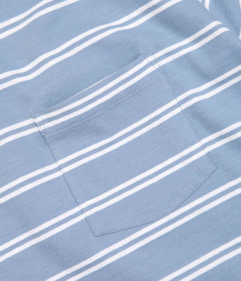 Tired Stamp Striped Pocket T-Shirt in Bright Blue