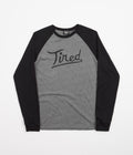 Tired The Rounders Raglan Long Sleeve T-Shirt in Grey and Black