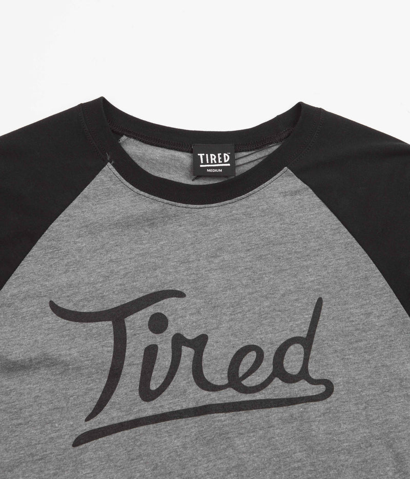 Tired The Rounders Raglan Long Sleeve T-Shirt in Grey and Black