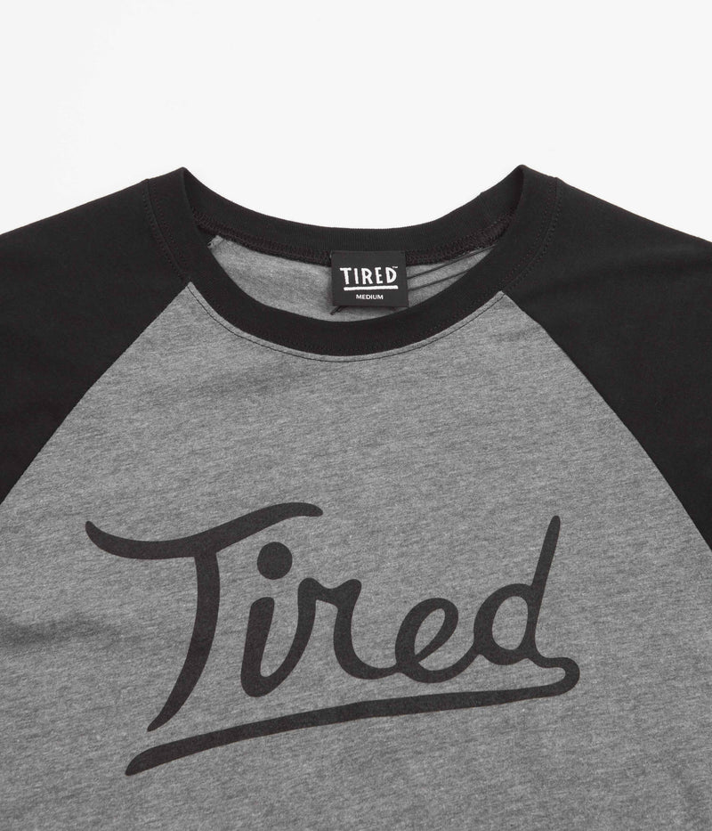 Tired The Rounders Raglan Long Sleeve T-Shirt in Grey and Black