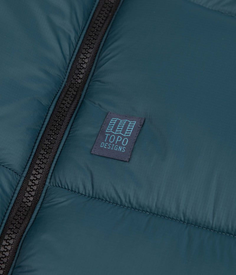Topo Designs Mountain Puffer Jacket in Pond Blue