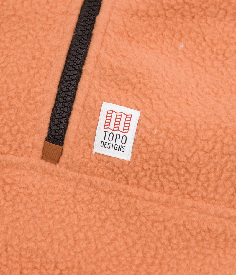Topo Designs Womens Mountain Pullover Fleece in Rust and Brick
