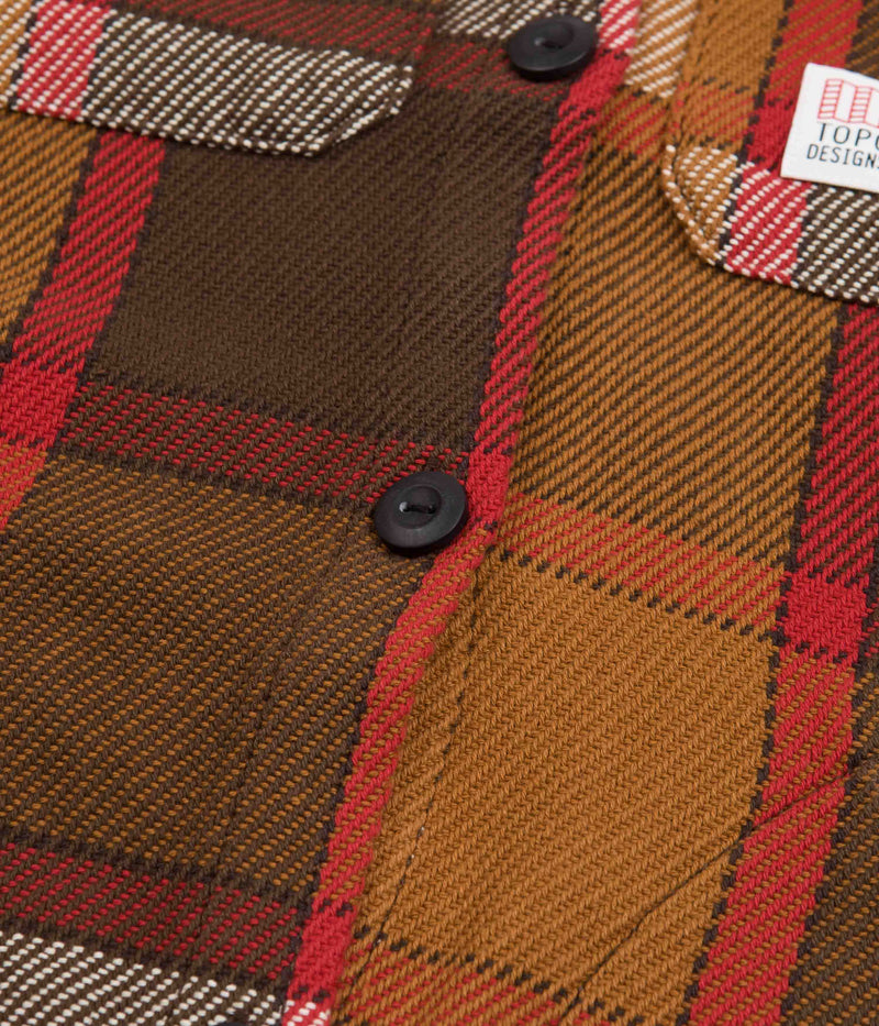 Topo Designs Womens Mountain Shirt Jacket in Brown and Natural Plaid