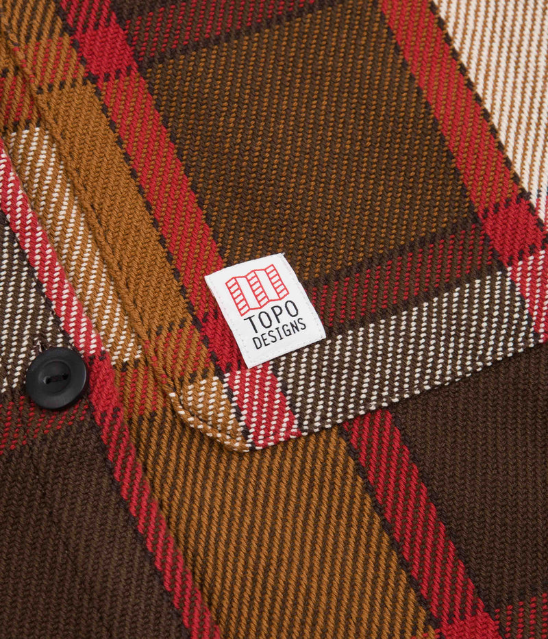 Topo Designs Womens Mountain Shirt Jacket in Brown and Natural Plaid