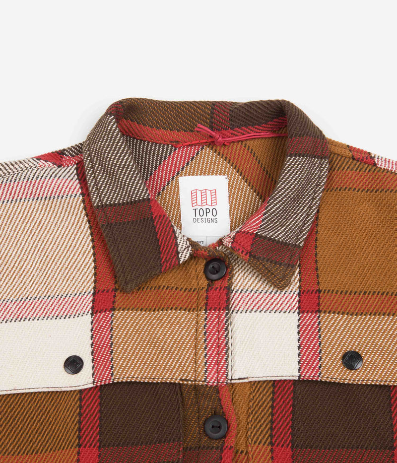 Topo Designs Womens Mountain Shirt Jacket in Brown and Natural Plaid