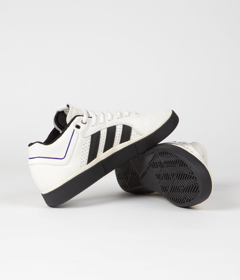 Adidas Tyshawn Shoes in Cloud White and Core Black / Collegiate Purple