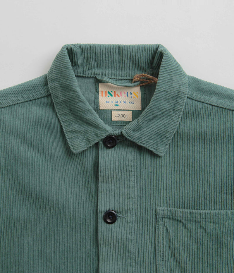 Uskees 3001 Cord Buttoned Overshirt in Eucalyptus