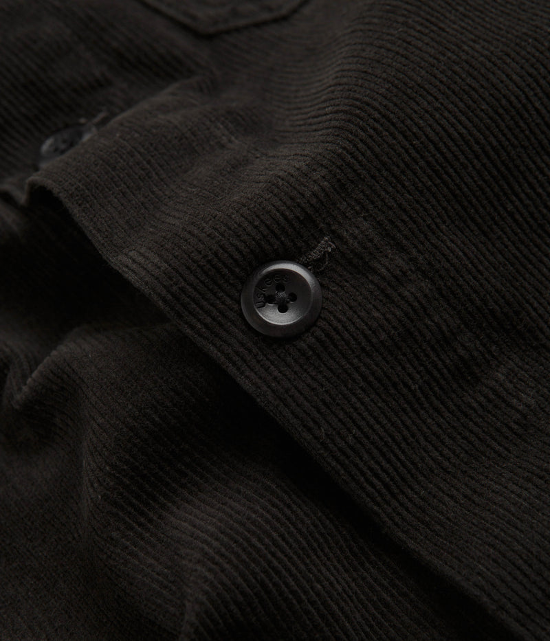 Uskees 3001 Cord Buttoned Overshirt in Faded Black