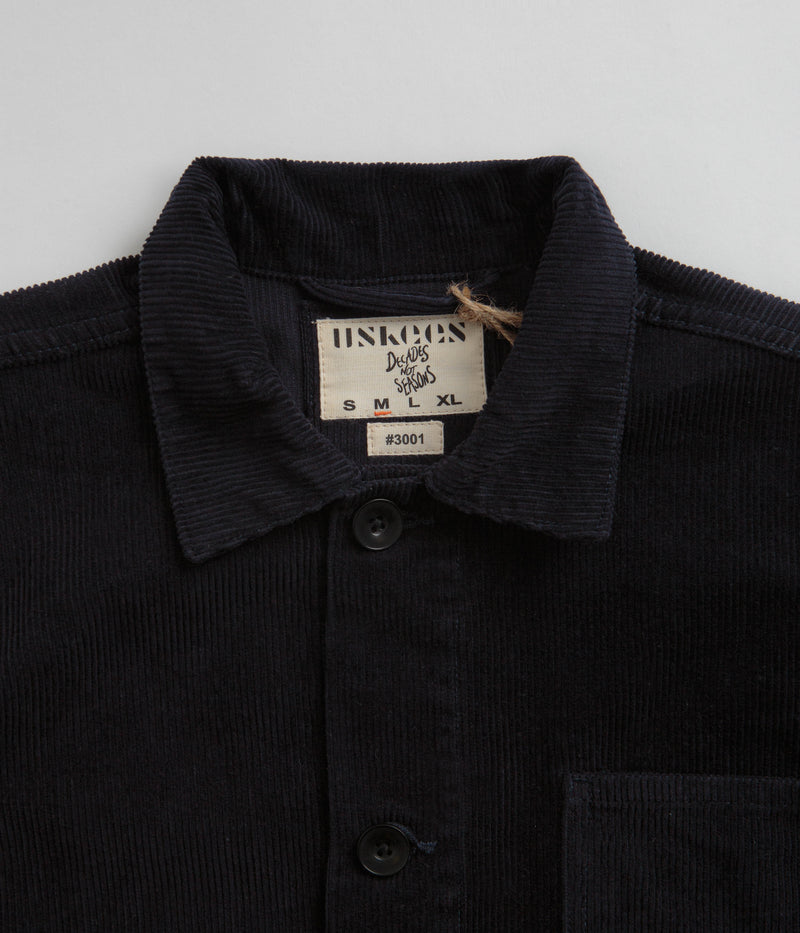 Uskees 3001 Cord Buttoned Overshirt in Midnight Blue