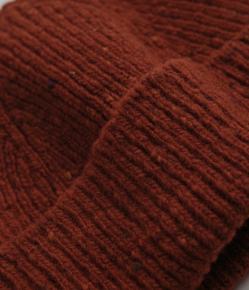 Uskees 4003 Speckled Donegal Wool Beanie in Burnt Orange