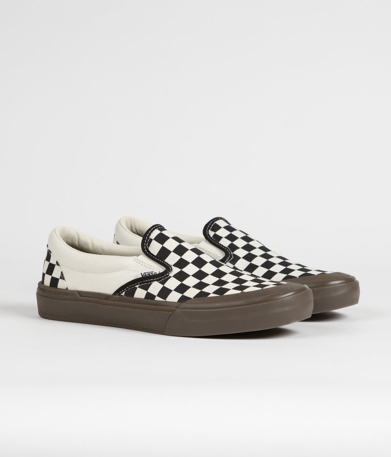 Vans BMX Slip-On Shoes in Checkerboard Black and Dark Gum