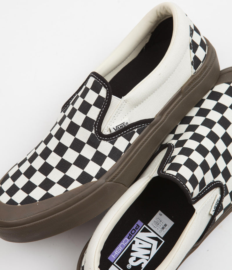 Vans BMX Slip-On Shoes in Checkerboard Black and Dark Gum