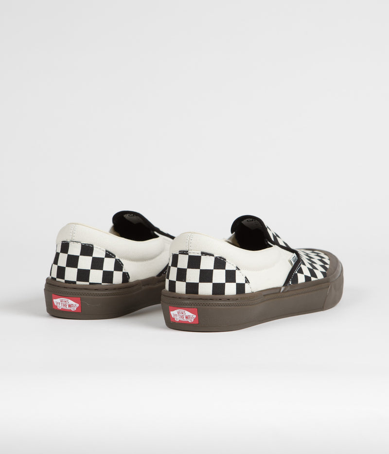 Vans BMX Slip-On Shoes in Checkerboard Black and Dark Gum