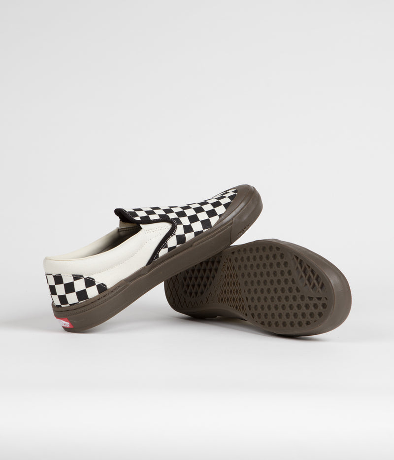 Vans BMX Slip-On Shoes in Checkerboard Black and Dark Gum