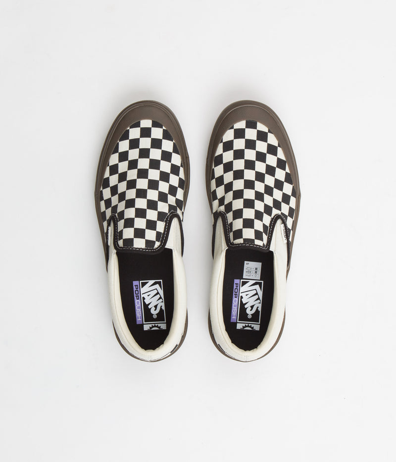 Vans BMX Slip-On Shoes in Checkerboard Black and Dark Gum