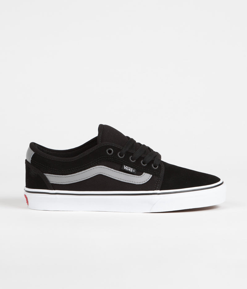 Vans Chukka Low Sidestripe Shoes in Black and Grey / White