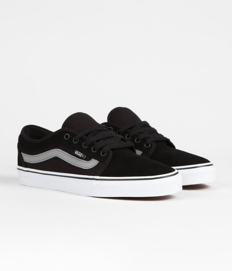 Vans Chukka Low Sidestripe Shoes in Black and Grey / White