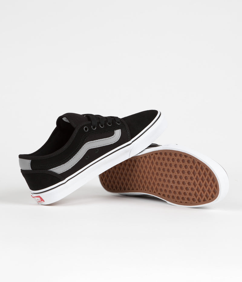 Vans Chukka Low Sidestripe Shoes in Black and Grey / White