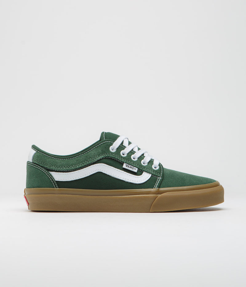 Vans Chukka Sidestripe Shoes in Dark Green and Gum