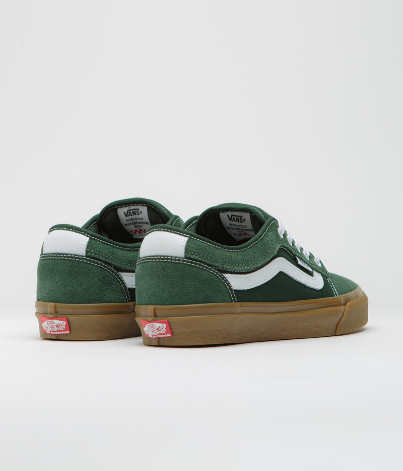 Vans Chukka Sidestripe Shoes in Dark Green and Gum