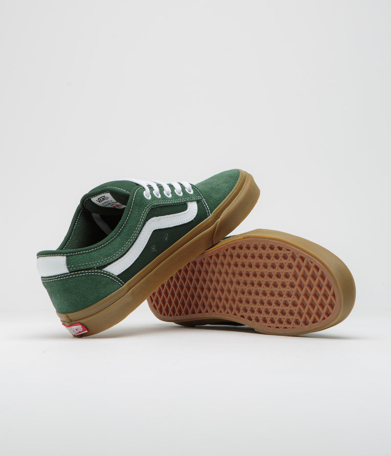 Vans Chukka Sidestripe Shoes in Dark Green and Gum