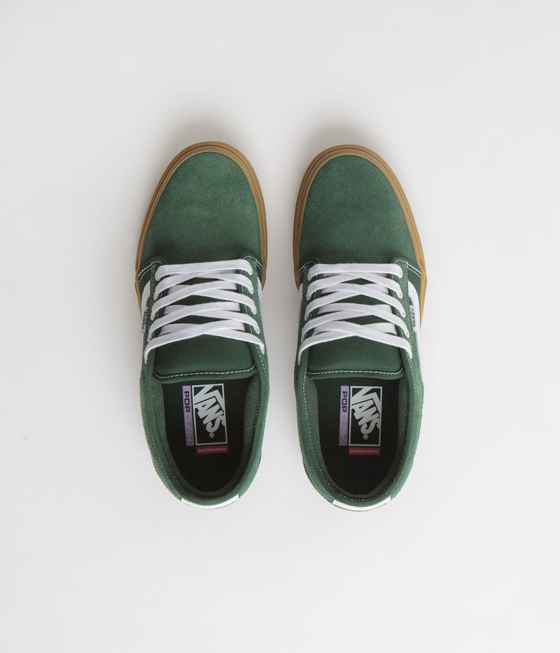 Vans Chukka Sidestripe Shoes in Dark Green and Gum