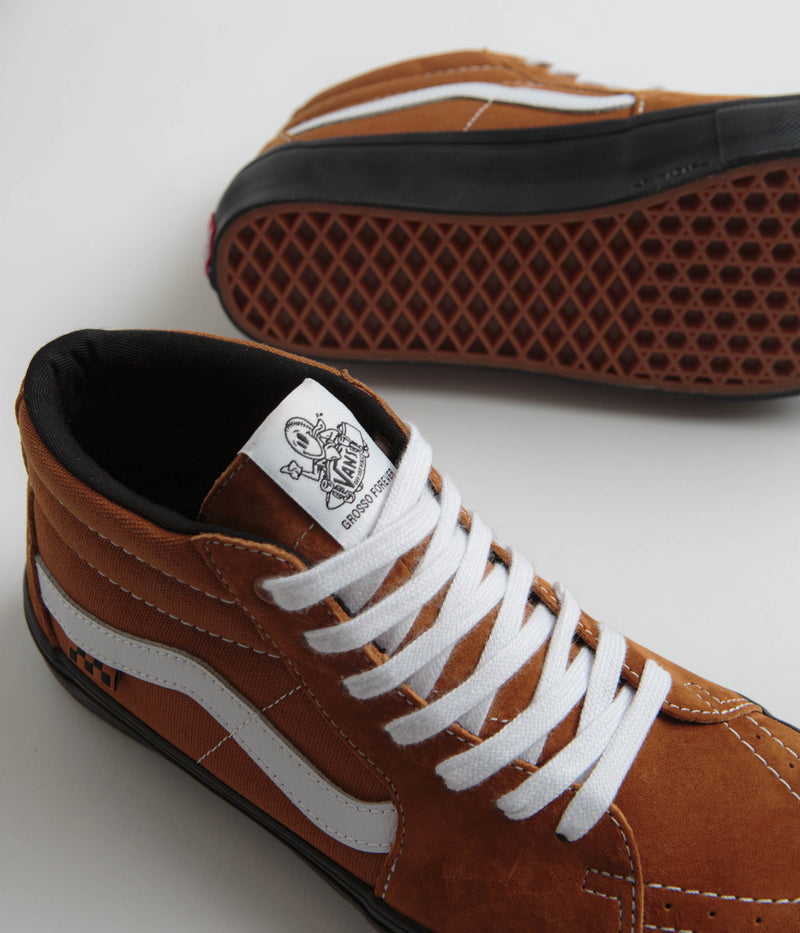 Vans Grosso Mid Shoes in Pig Suede Brown and Black