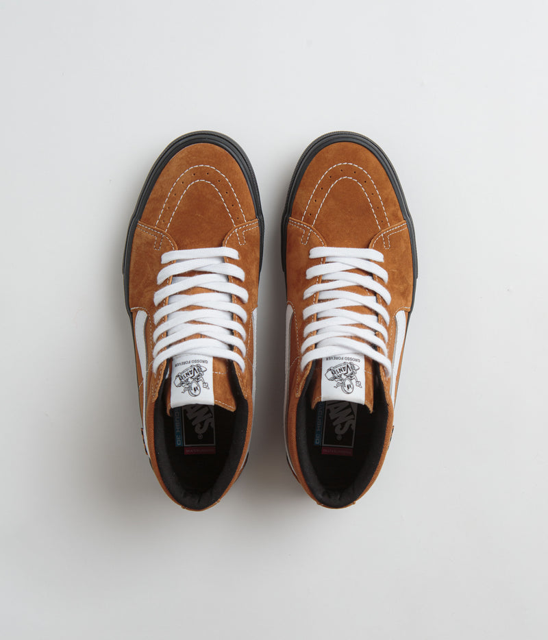 Vans Grosso Mid Shoes in Pig Suede Brown and Black