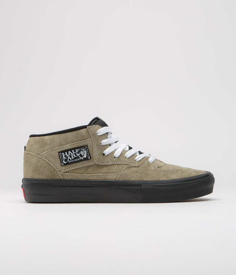 Vans Half Cab Shoes in Pig Suede Olive and Black